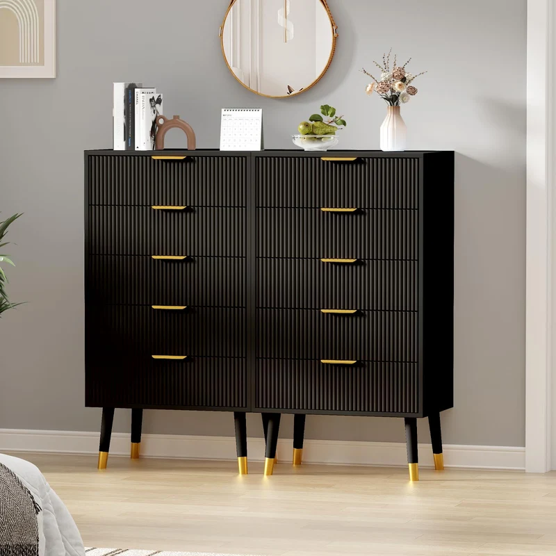 Garvee Kommode mit 5 Schubladen, stabile Metallbeine, für Schlafzimmer und Wohnzimmer