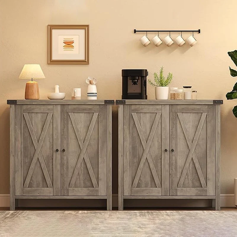 Garvee Sideboard, 2er-Set, für Wohnzimmer und Esszimmer, Grau