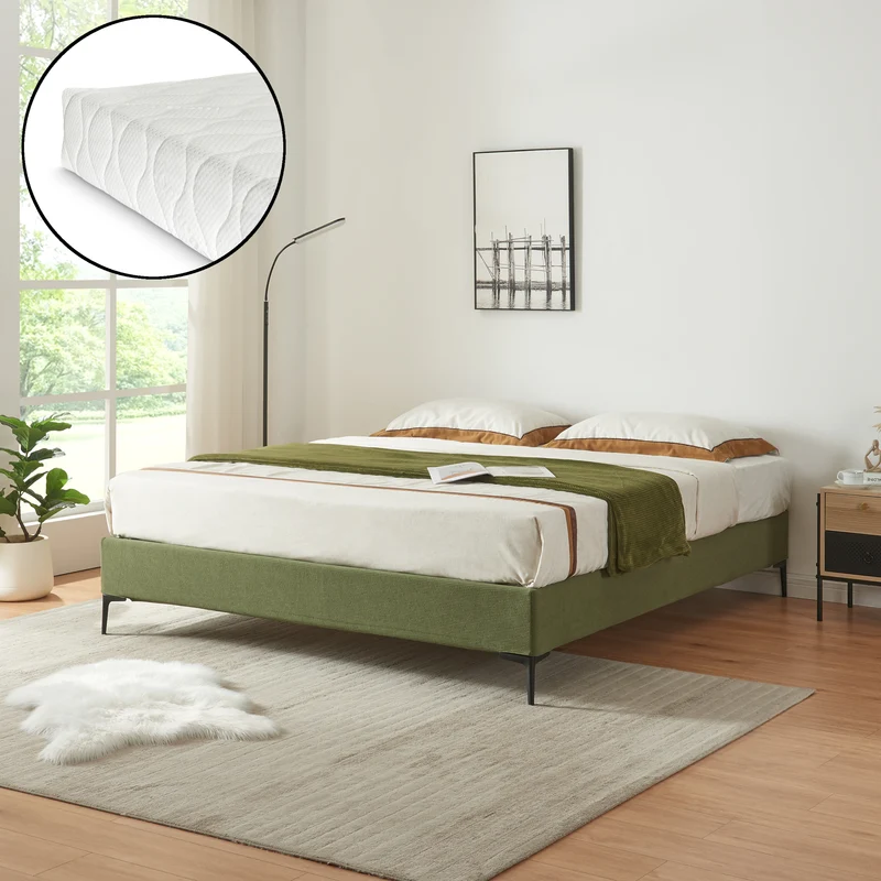 Doppelbett Lilla mit Matratze [en.casa]
