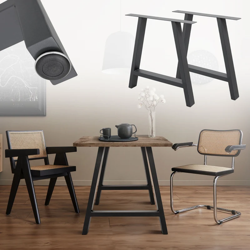B-Ware Tischbeine Tischgestell 2er Set A-Form 70x72 cm Anthrazit aus Stahl