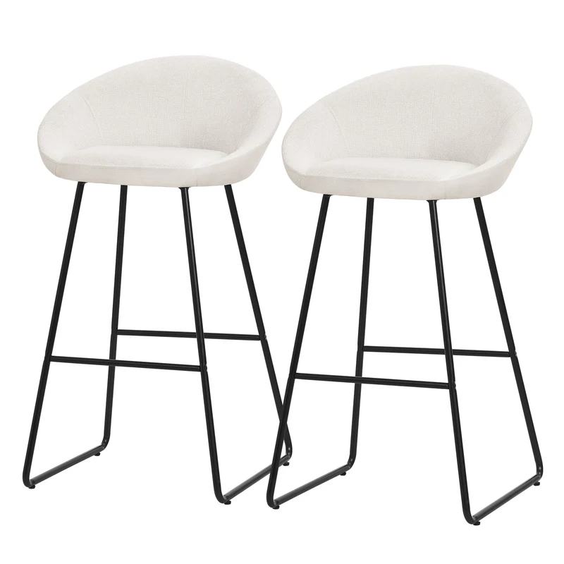 B-Ware Barhocker 2er Set Beige 56x94x50 cm mit Rückenlehne und Fußstütze bis 120 kg ML-Design