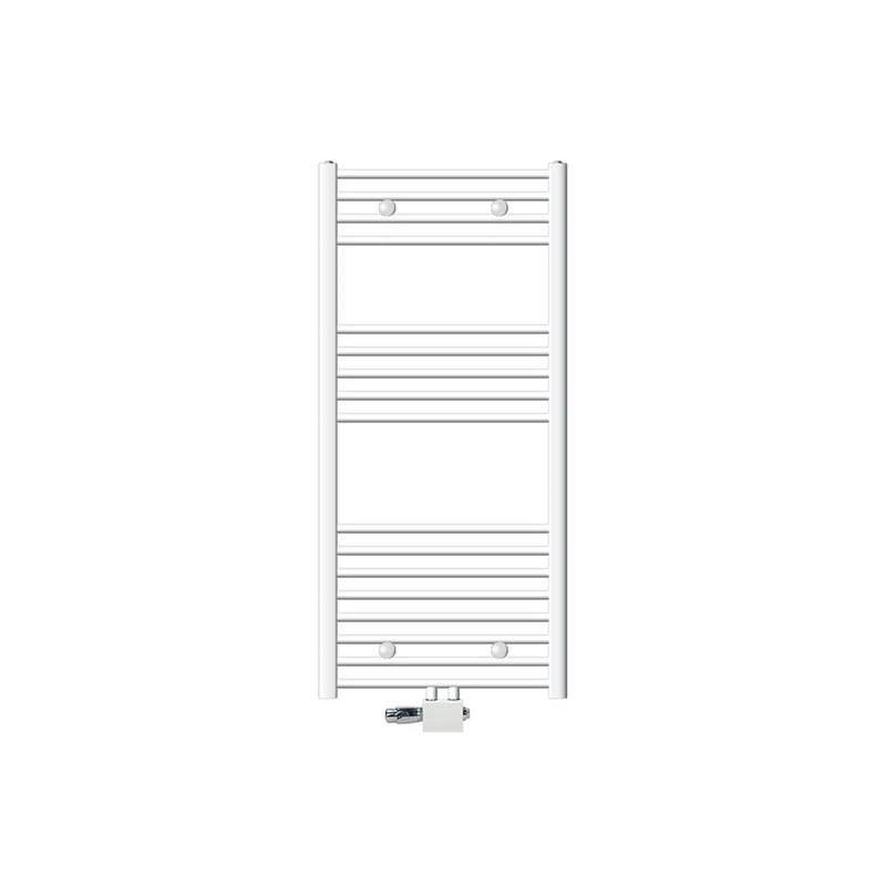 Badheizkörper Mittelanschluss 600x1200 mm Weiß gebogen mit Universal Anschlussgarnitur LuxeBath