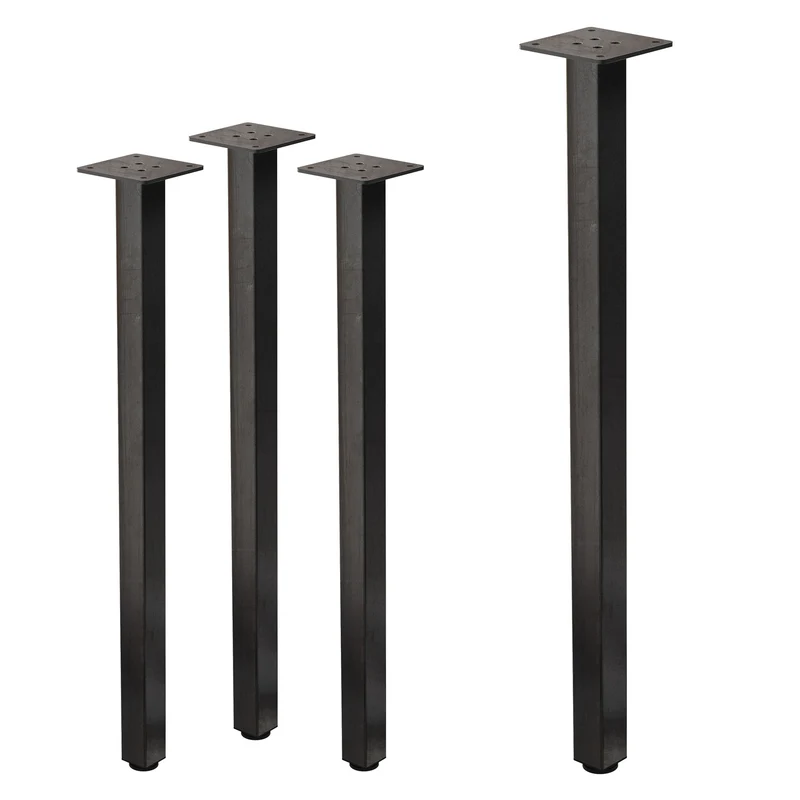 B-Ware 4er Set Möbelbeine 4er Set Tischbeine I-Design 72 cm Industrial Optik Stahl pulverbeschichtet Profil 4x4 cm Höhenverstellbare Möbelfüße 1-4cm
