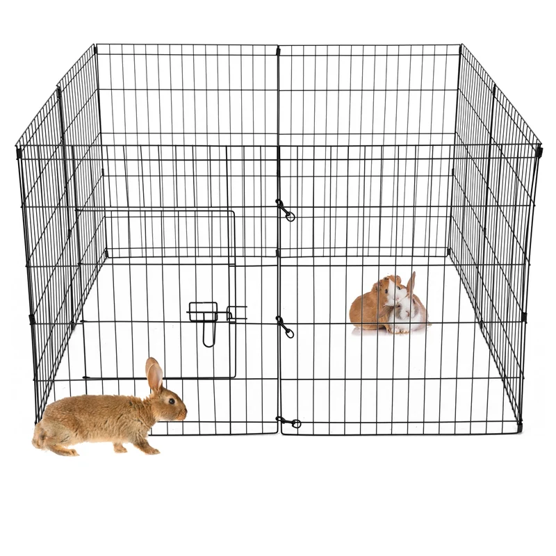 Freilaufgehege aus 8 Gittern für Kleintiere 124x76x124 cm aus Metall pulverbeschichtet