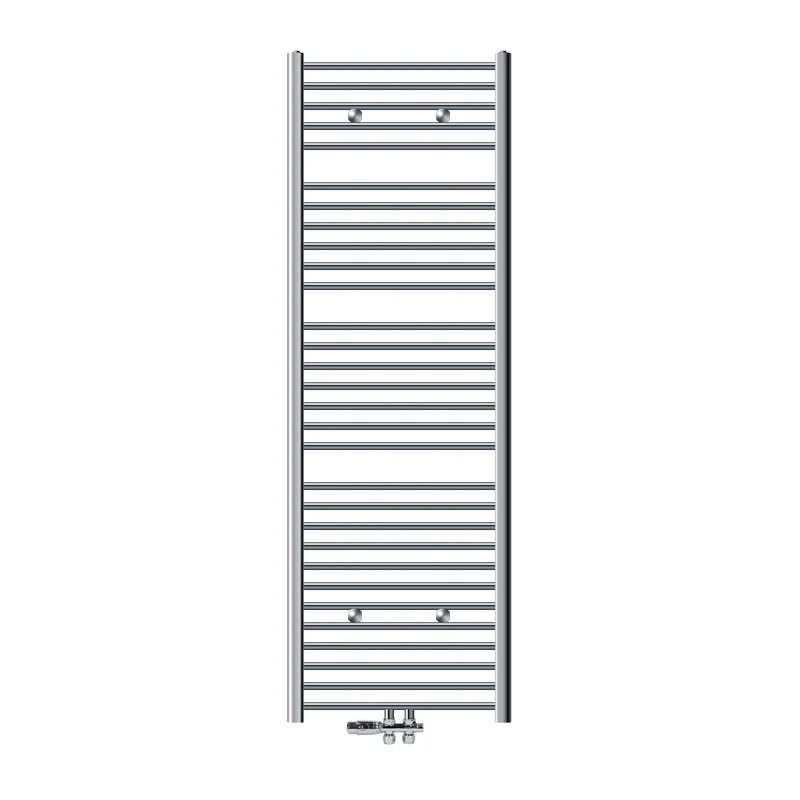 Badheizkörper Sahara 600x1800 mm Chrome gebogen mit Mittelanschluss mit Boden Anschlussgarnitur