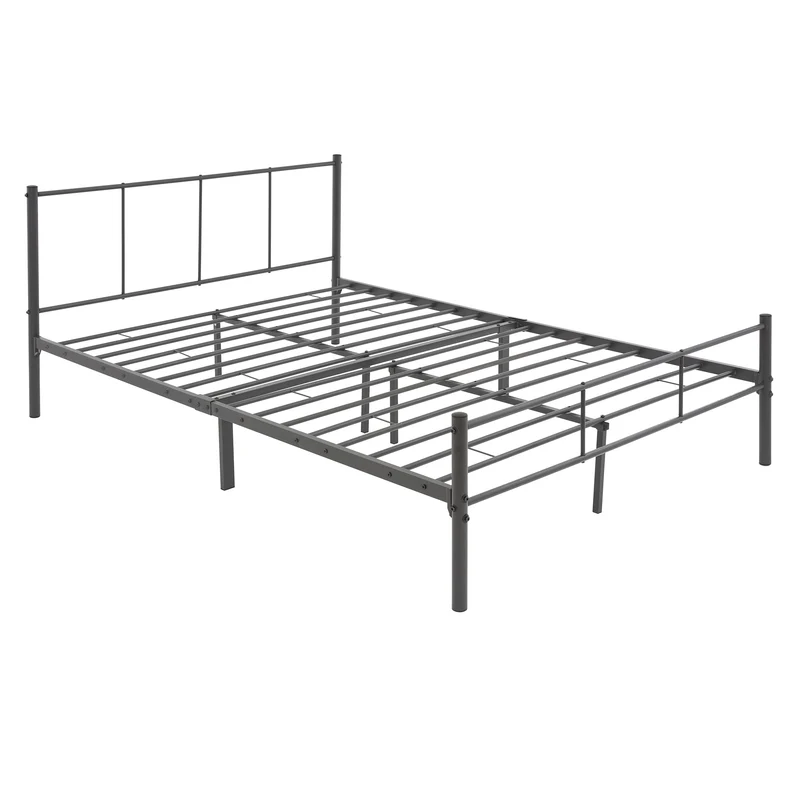 B-Ware Bettgestell Dopplbett Metallbett 160x200 cm Anthrazit mit Lattenrost & Kopfteil ML-Design