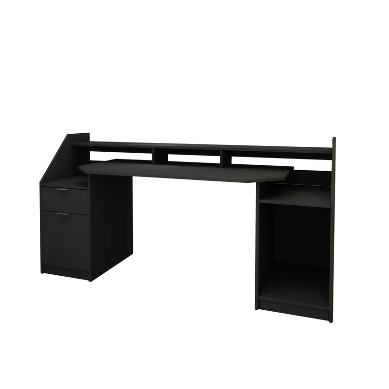 Computertisch mit Schublade 179,8x90,6x55 cm Schwarz aus MDF ML-Design