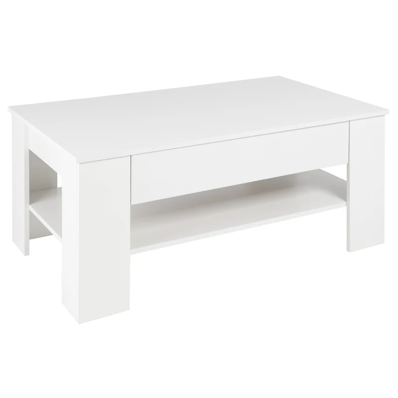 Couchtisch mit Schublade und Ablage 110x65x48 cm Weiß ML-Design