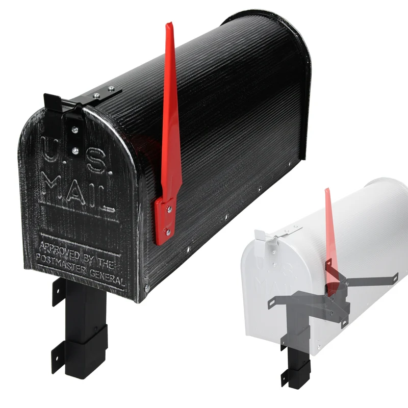ML-Design US Mailbox mit aufrichtbarer Fahne und Wandhalterung retro-Schwarz aus Aluminium