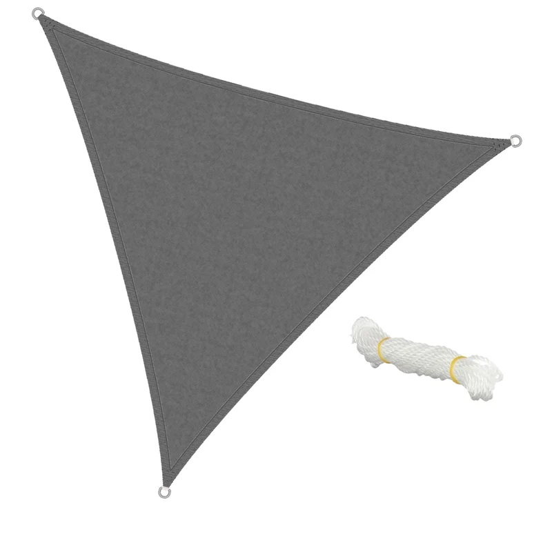 Sonnensegel dreieck 3,6x3,6x3,6 m Grau 100% HDPE mit UV Schutz inkl. Befestigungsseile