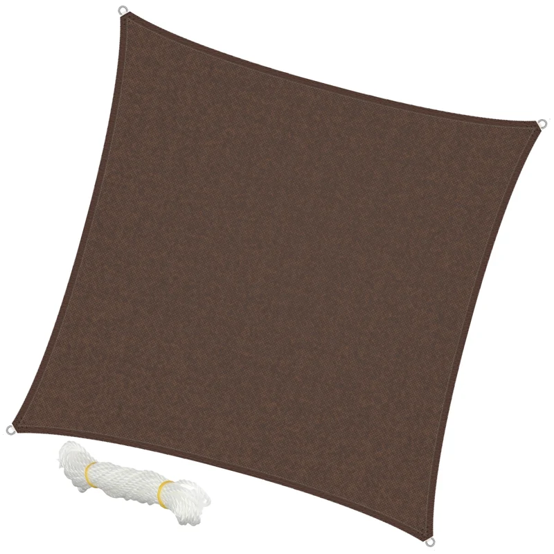 Sonnensegel quadrat 5x5 m, braun, 100% HDPE mit UV Schutz inkl. Befestigungsseile