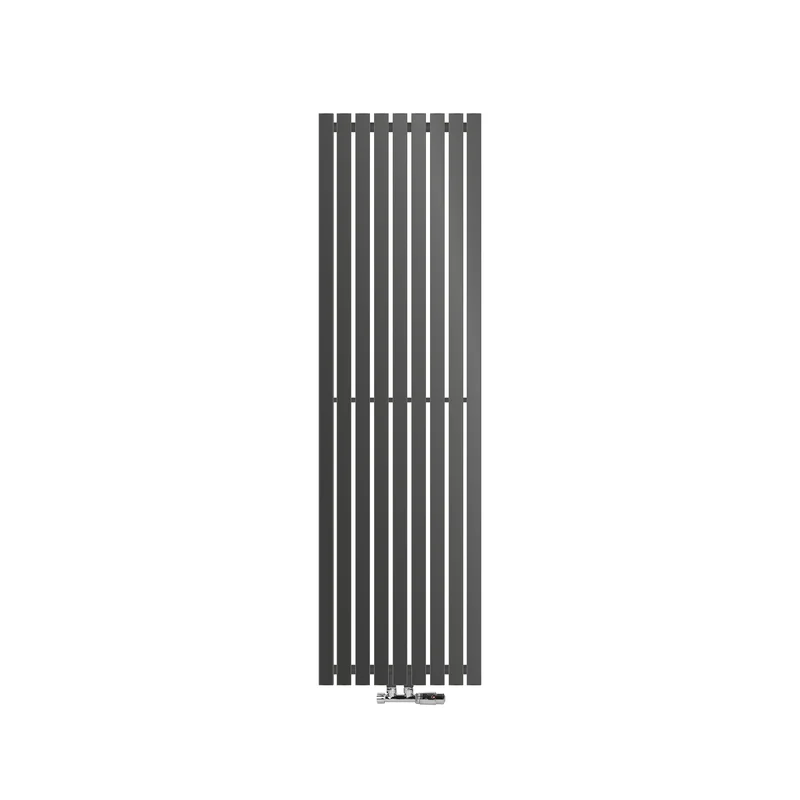 Badheizkörper Stella 480x1600 mm Anthrazit mit Wand Anschlussgarnitur