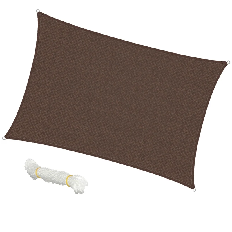 Sonnensegel rechteck 4x6 m Braun 100% HDPE mit UV Schutz inkl. Befestigungsseile