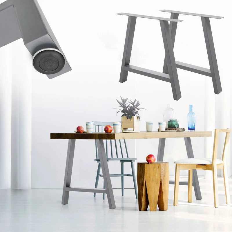B-Ware Tischbeine Tischgestell 2er Set A-Design 70x72 cm Grau aus Stahl