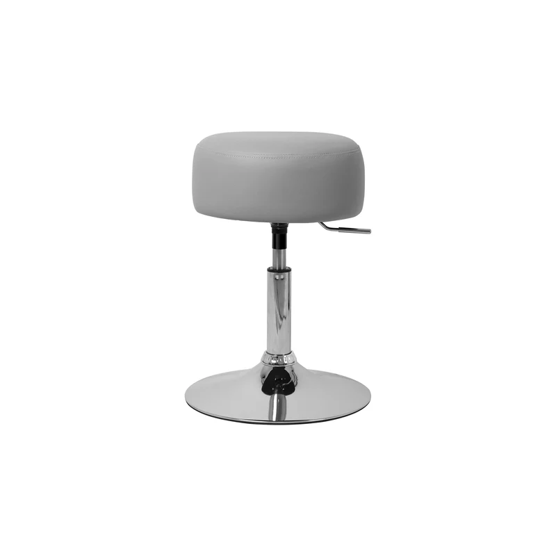 B-Ware Sitzhocker Ø 33 cm Hellgrau aus verchromter Stahl ML-Design