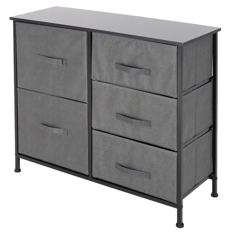 Kommode mit 5 Schubladen 80x30x70 cm Schwarz aus MDF ML-Design
