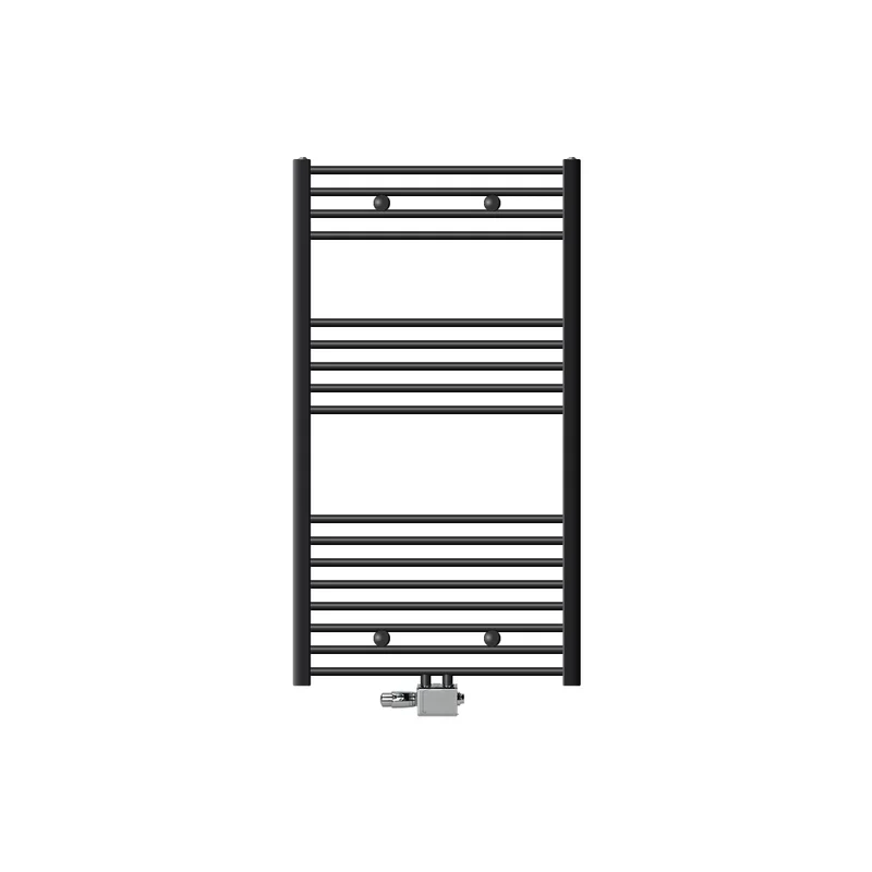 Badheizkörper 750x1200 mm Anthrazit, gebogen, Universale Anschlussgarnitur