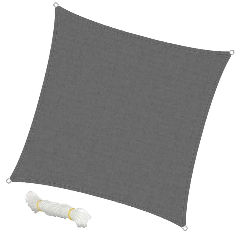 Sonnensegel quadrat 3,6x3,6 m Grau 100% HDPE mit UV Schutz inkl. Befestigungsseile