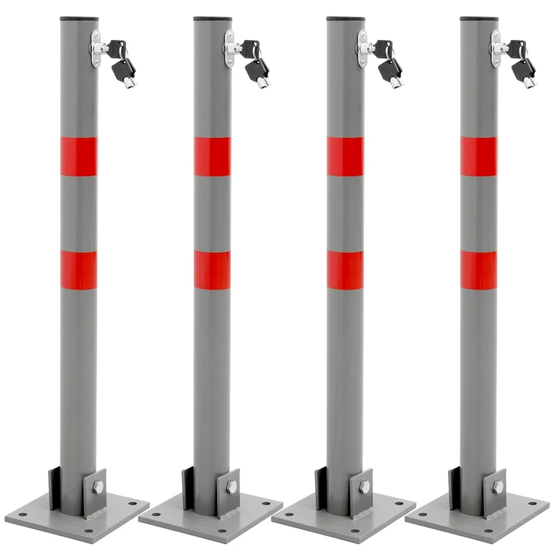 4er Set Klappbare Parkpfosten 71 cm Anthrazit aus Stahl