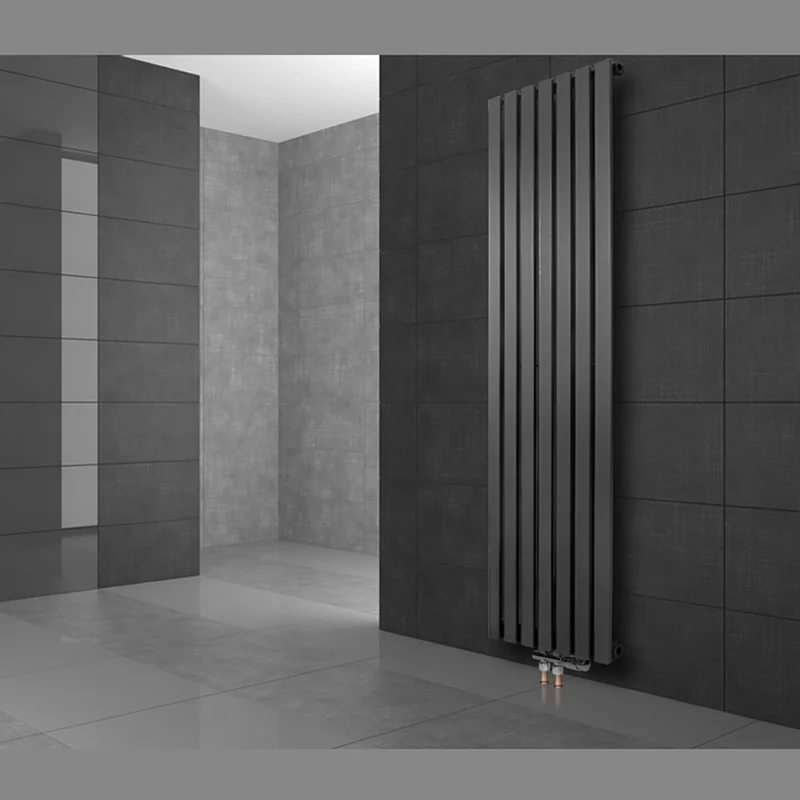 Vertikal Paneelheizkörper Stella 260x1600 mm Anthrazit mit Boden Anschlussgarnitur