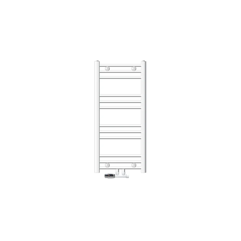 Badheizkörper Mittelanschluss 400x800 mm Weiß gebogen mit Wand Anschlussgarnitur LuxeBath