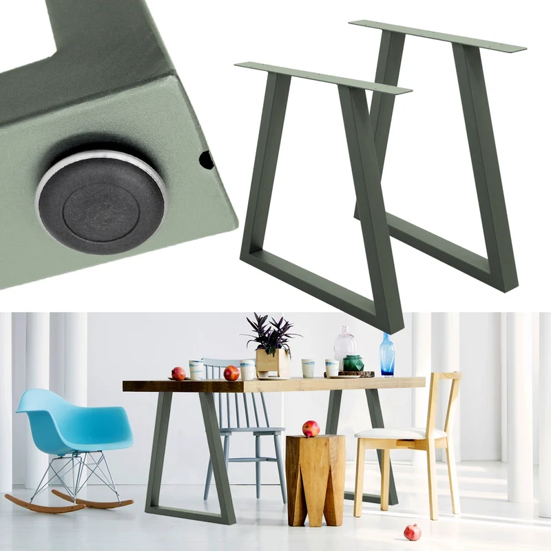 Tischbeine Tischgestell 2er Set Trapez-Design 60x72 cm Steingrau aus Stahl