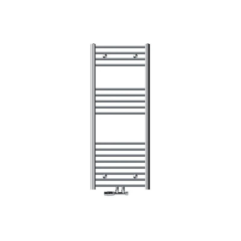 Badheizkörper Mittelanschluss 500x1200 mm Chrome gebogen mit Wand Anschlussgarnitur LuxeBath