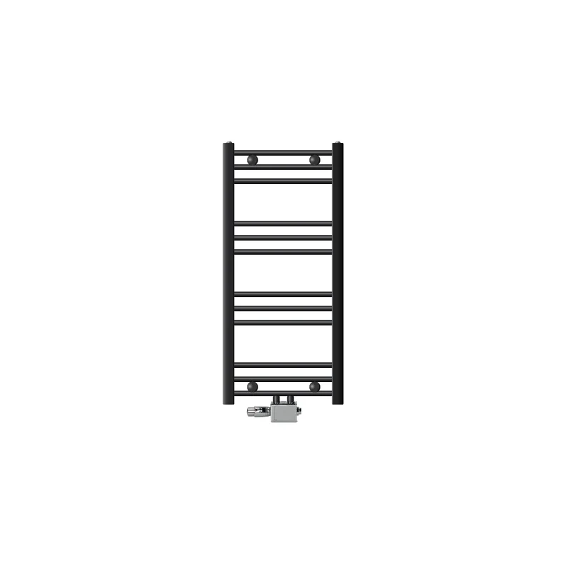 Badheizkörper Mittelanschluss 400x800 mm Anthrazit gebogen mit Universale Anschlussgarnitur LuxeBath