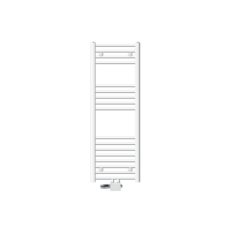 Badheizkörper Mittelanschluss 400x1200 mm Weiß gebogen mit Universale Anschlussgarnitur LuxeBath