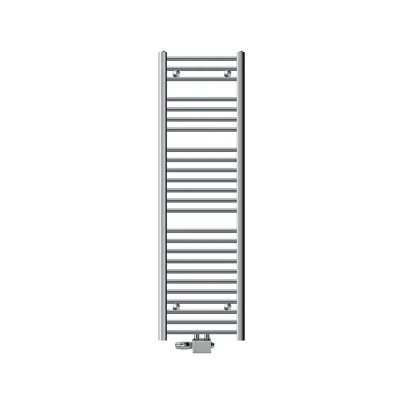 Badheizkörper Mittelanschluss 400x1500 mm Chrom gebogen mit Universale Anschlussgarnitur LuxeBath