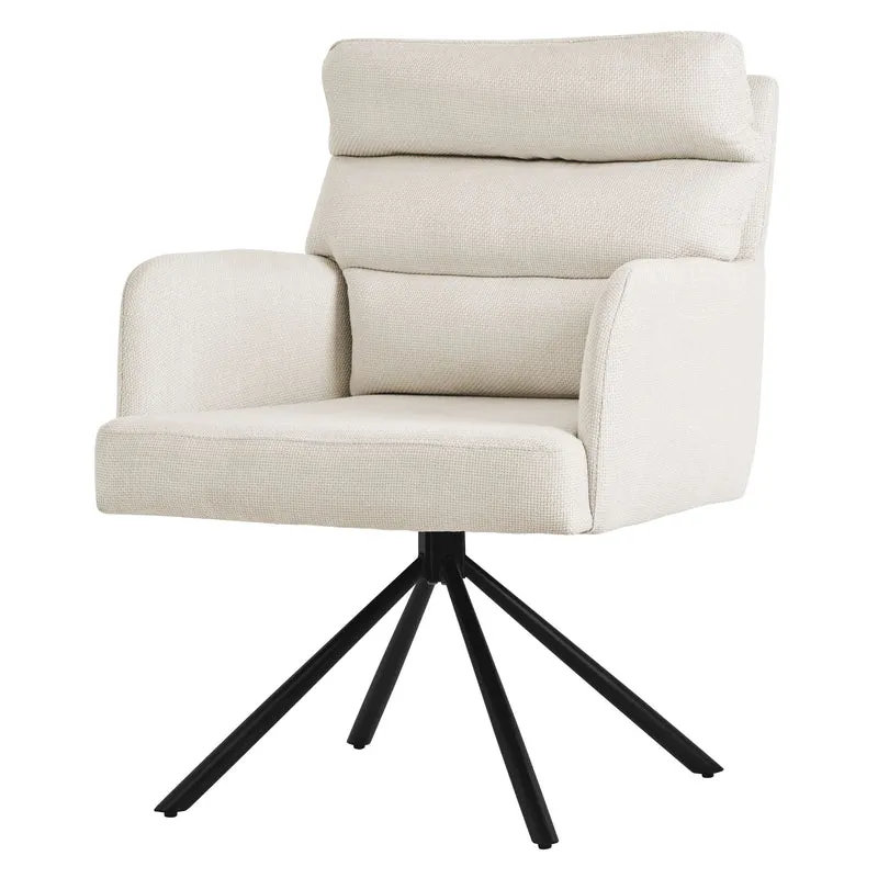 B-Ware Esszimmerstuhl Beige drehbar mit abnehmbaren Rückenkissen gepolstert bis 120 Kilogramm