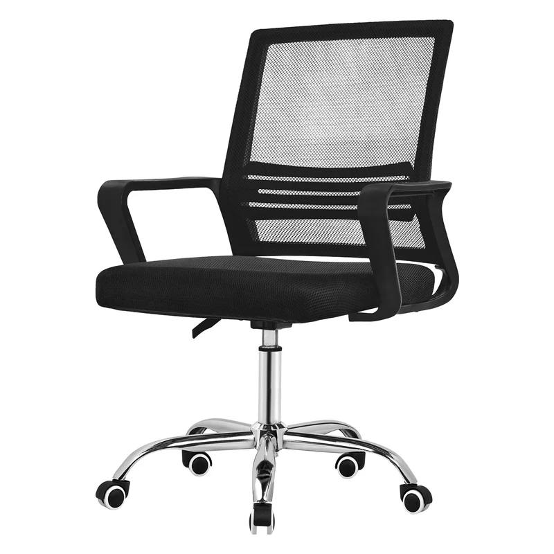 Bürostuhl ergonomisch, Schwarz, Schreibtischstuhl höhenverstellbar mit Armlehnen, Rollen, Computerstuhl 360° Drehstuhl Gaming Stuhl ML-Design