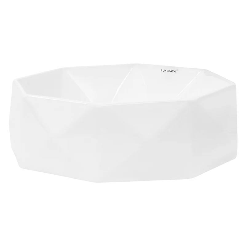 Waschbecken Diamantform ohne Überlauf Ø 42x13,5 cm Weiß aus Keramik LuxeBath