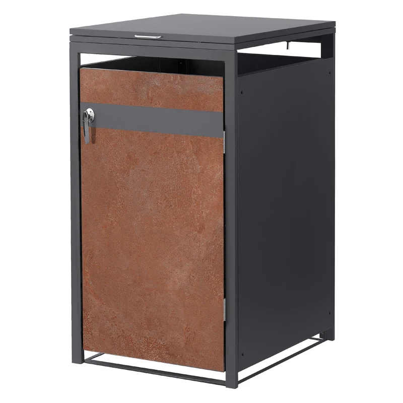 Mülltonnenbox 1er bis 240L 68x80x120 cm aus Stahl in Rostoptik ML-Design