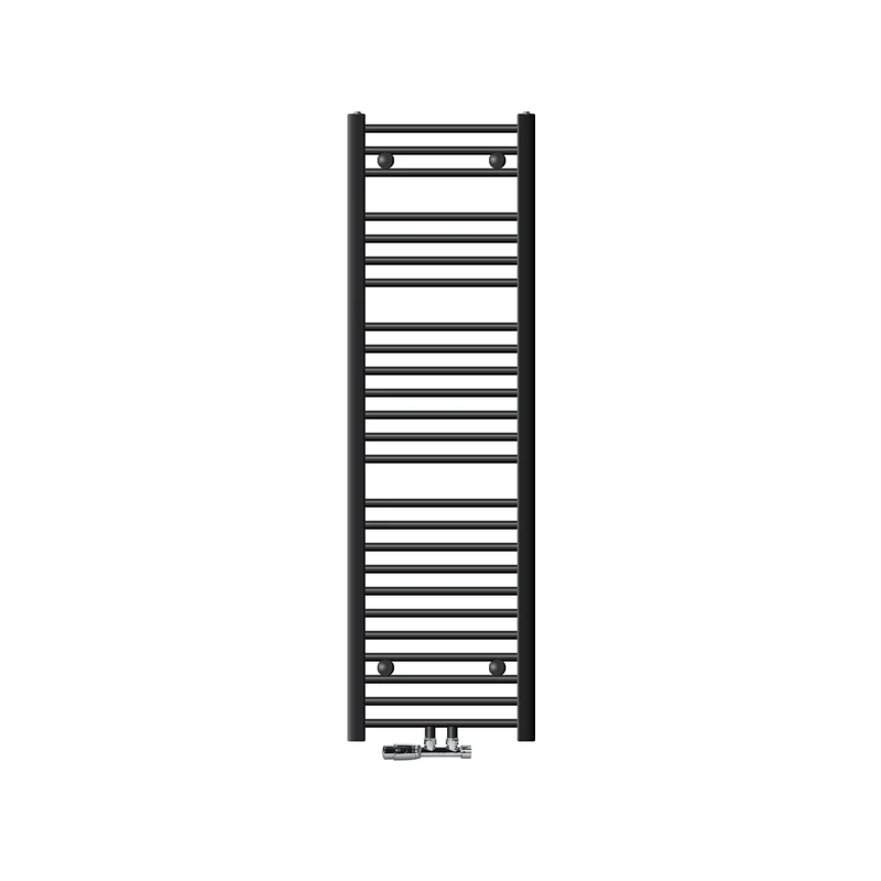 Badheizkörper Mittelanschluss 400x1500 mm Antrhazit gebogen mit Wand Anschlussgarnitur LuxeBath