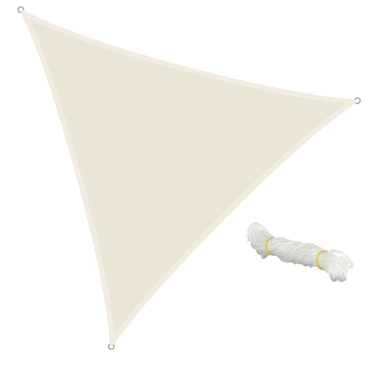 Sonnensegel dreieck 5x5x5 m Creme 100% HDPE mit UV Schutz inkl. Befestigungsseile
