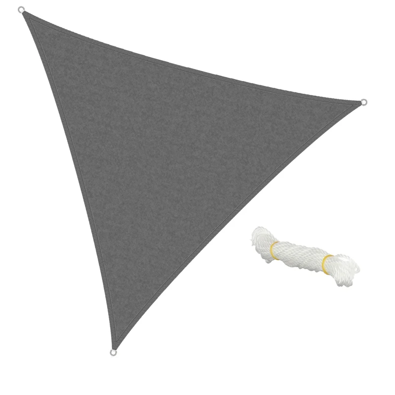 Sonnensegel dreieck 5x5x5 m Grau 100% HDPE mit UV Schutz inkl. Befestigungsseile