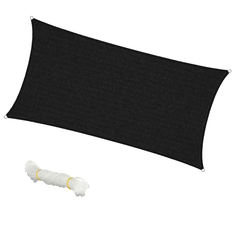 Sonnensegel rechteck 2x4 m Anthrazit 100% HDPE mit UV Schutz inkl. Befestigungsseile