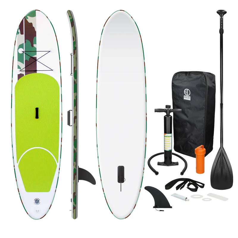 Stand Up Paddle aufblasbares SUP Board Classic 308x76x10 cm in Grün aus PVC inkl. Pumpe und Tragetasche