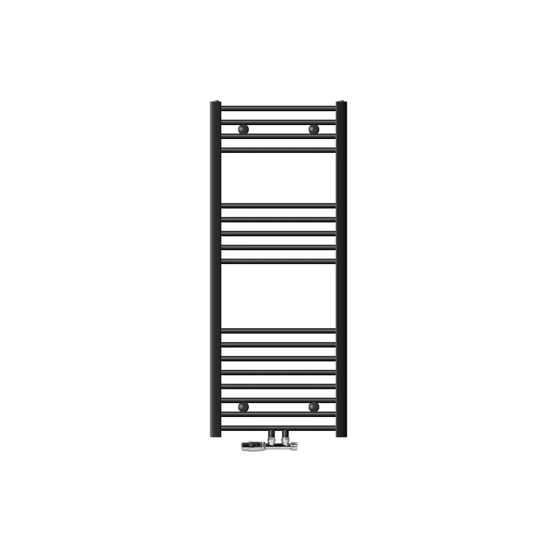Badheizkörper Mittelanschluss 500x1200 mm Anthrazit gerade mit Wand Anschlussgarnitur LuxeBath
