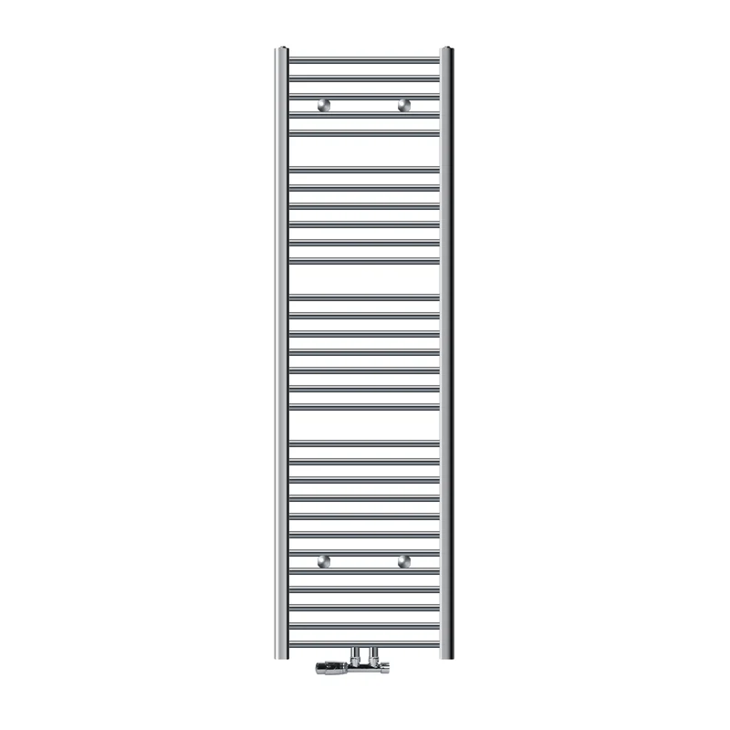 Badheizkörper Sahara Mittelanschluss 500x1800 mm Chrome gebogen mit Wand Anschlussgarnitur LuxeBath