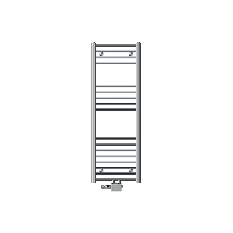 Badheizkörper Mittelanschluss 400x1200 mm Chrome gebogen mit Universale Anschlussgarnitur LuxeBath