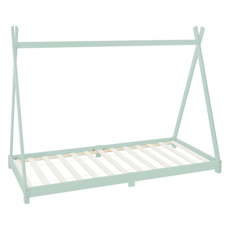 Kinderbett Tipi 90x200 cm Minze aus Kiefernholz Holzbett mit Lattenrost ML-Design