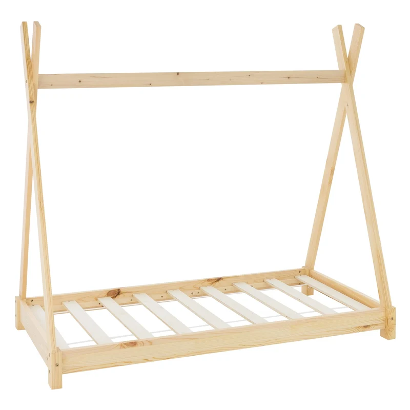 Kinderbett Tipi 70x140 cm aus Kiefernholz Holzbett mit Lattenrost ML-Design