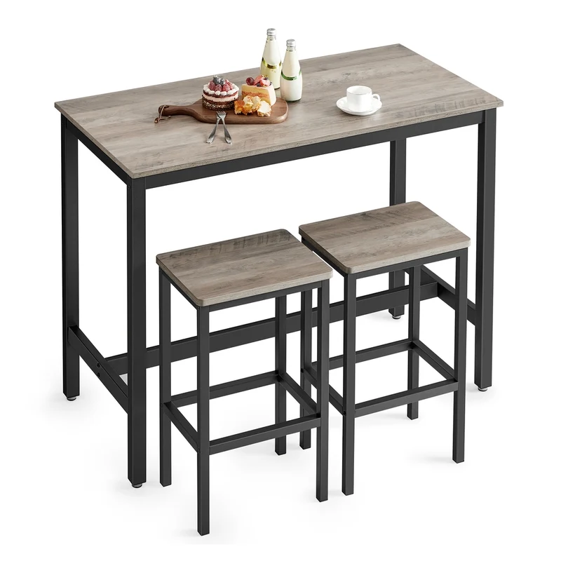 Bartisch-Set Greige-Schwarz