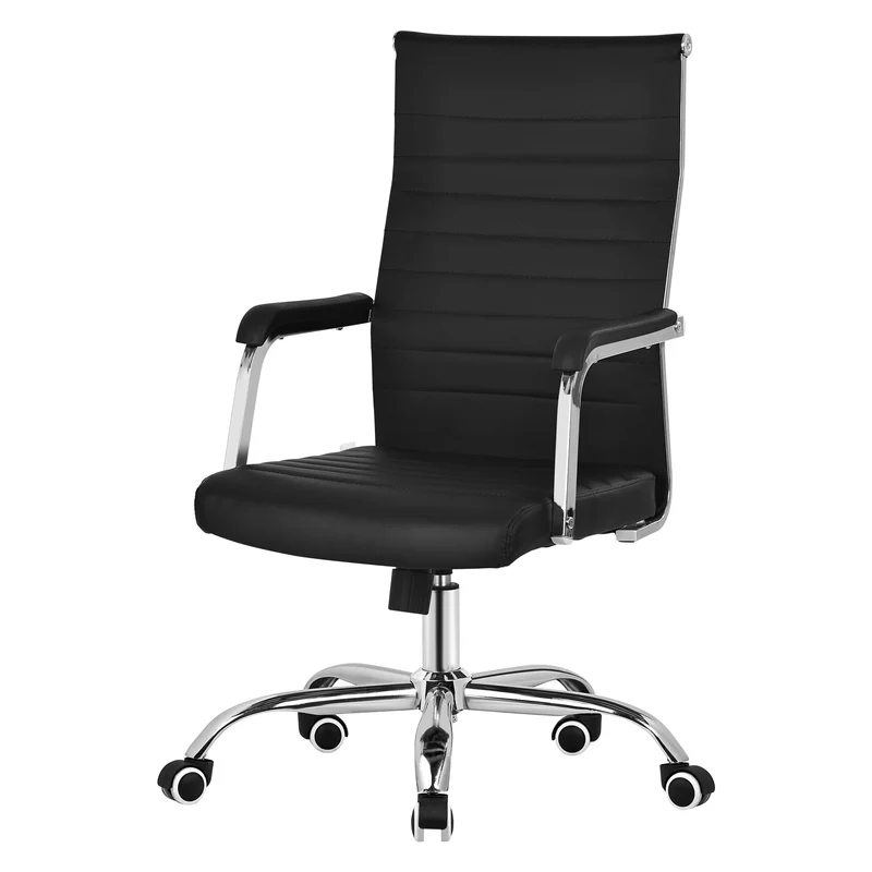 B-Ware Ergonomischer Bürostuhl mit Armlehnen Schwarz mit Rollen & Wippfunktion ML-Design