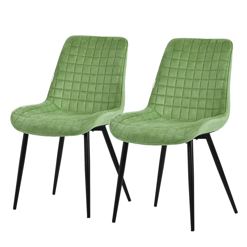 B-Ware Esszimmerstuhl 2er Set Salbei mit Samtbezug und Stahlbeinen Küchenstuhl mit Rückenlehne ML-Design