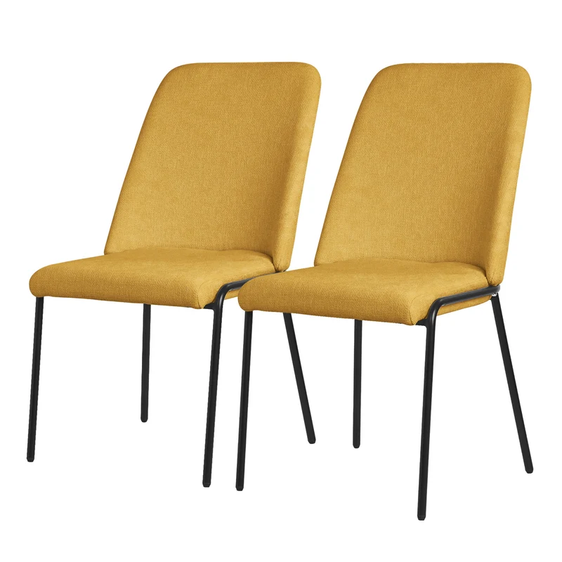 B-Ware Esszimmerstühle 2er Set Senf mit Rückenlehne, Polsterstühle für Esszimmer & Küche ML-Design