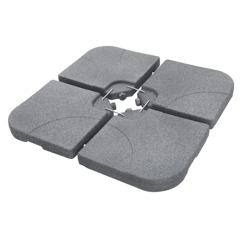 Sonnenschirmständer 4-teilig, Steinoptik Schirmgewicht, Gewichtsplatten für Ampelschirmständer befüllbar mit 60 Liter Wasser/80kg Sand ML-Design