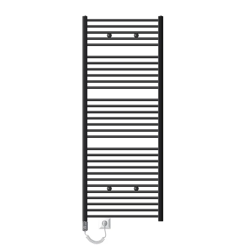 Elektrischer Badheizkörper mit Heizstab 1200W 750x1800 mm Anthrazit gerade mit Seitenanschluss LuxeBath